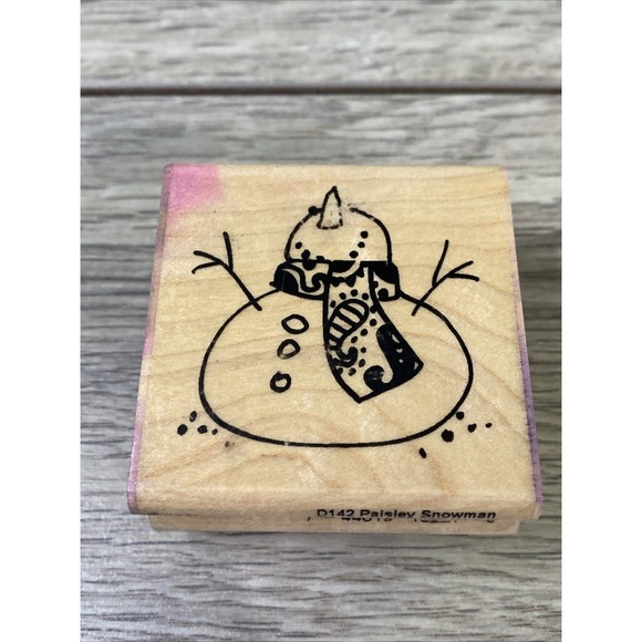 Stampendous Other - Stampendous Retro Collection Paisley Scarf Snowman Rubber Stamp